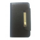 Housse portefeuille noire et marron Samsung Galaxy S2 I9100