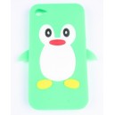 Coque Iphone 4 / 4S Pingouin vert silicone
