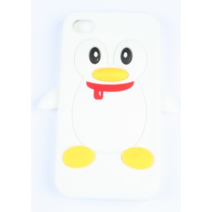 Coque iphone 4 / 4s pingouin blanc silicone