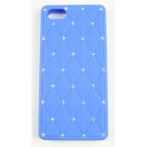 Coque iphone 5 bleu avec strass silicone