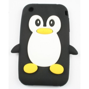 Coque Iphone 3G / 3GS pingouin noir Silicone