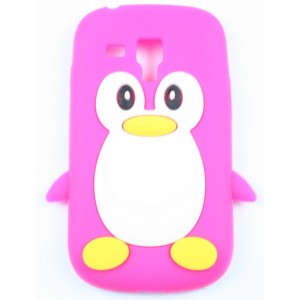 coque samsung galaxy s3 mini pingouin rose fushia silicone