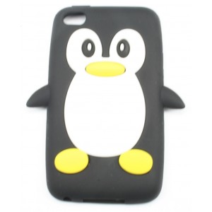 Coque Ipod Touch 4 Noir pingouin Silicone